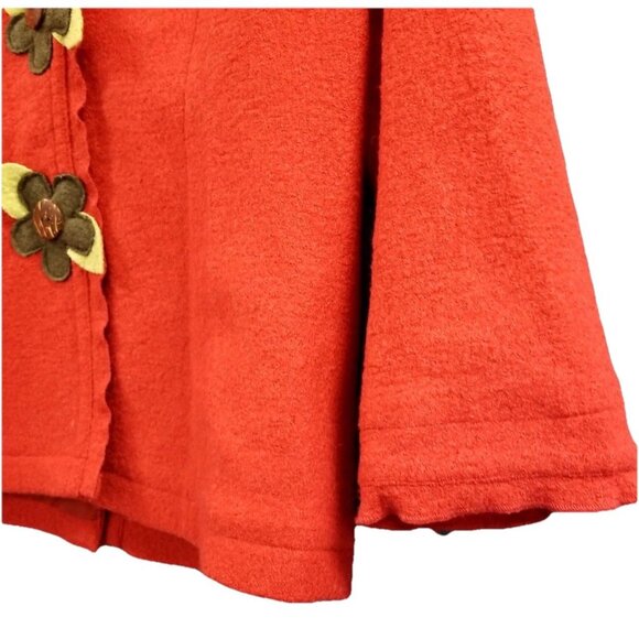 Ambition Rust Orange Reddish Orange Wool Blend Floral Button Jacket Sz M Granny - Picture 4 of 7